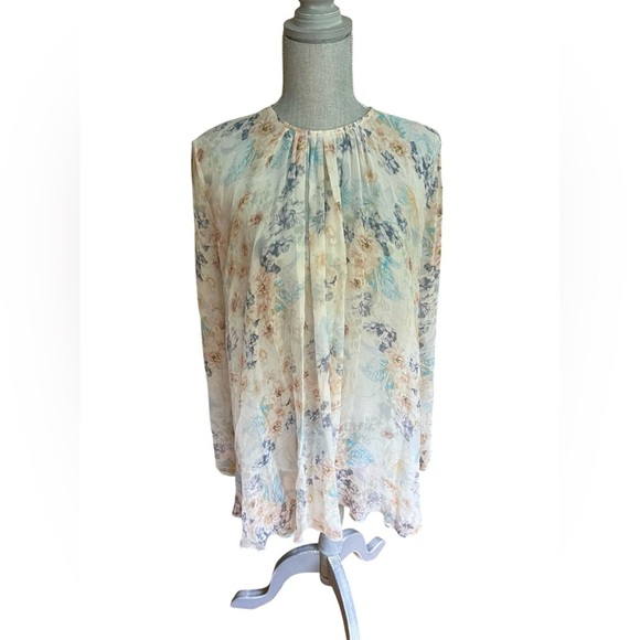 Zimmermann Blue and White Floral Print Silk Top, size 3 - Picture 1 of 8